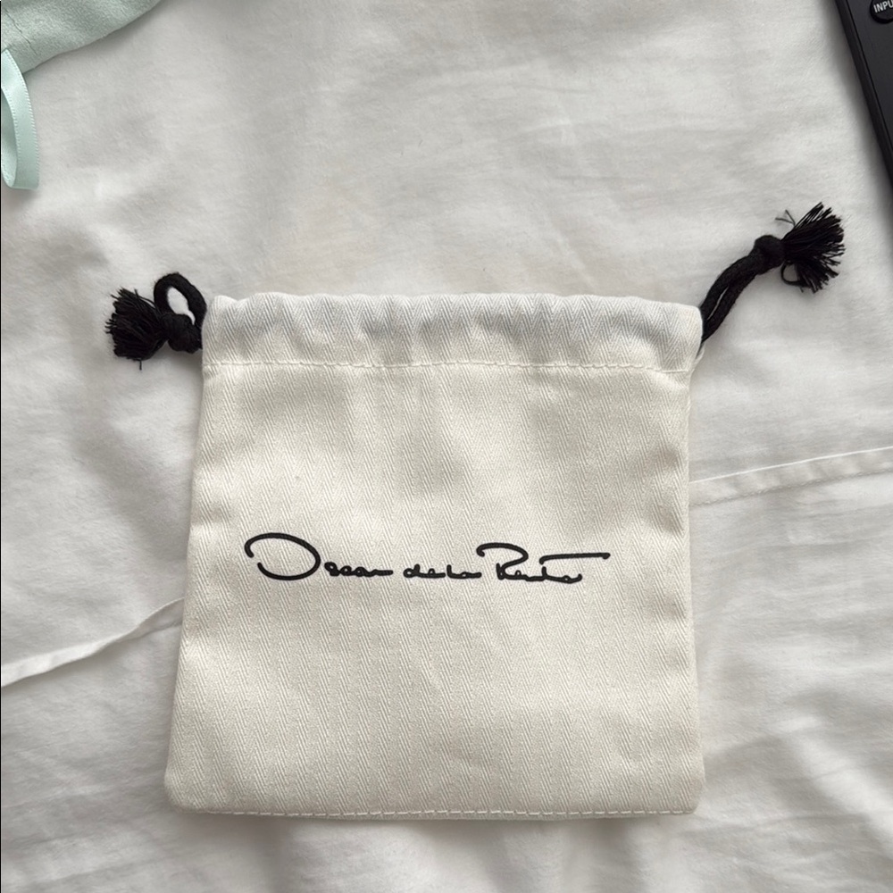 Oscar de la Renta White Drawstring Pouch